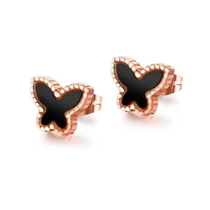 Butterfly Silhouette Stud Earrings Black
