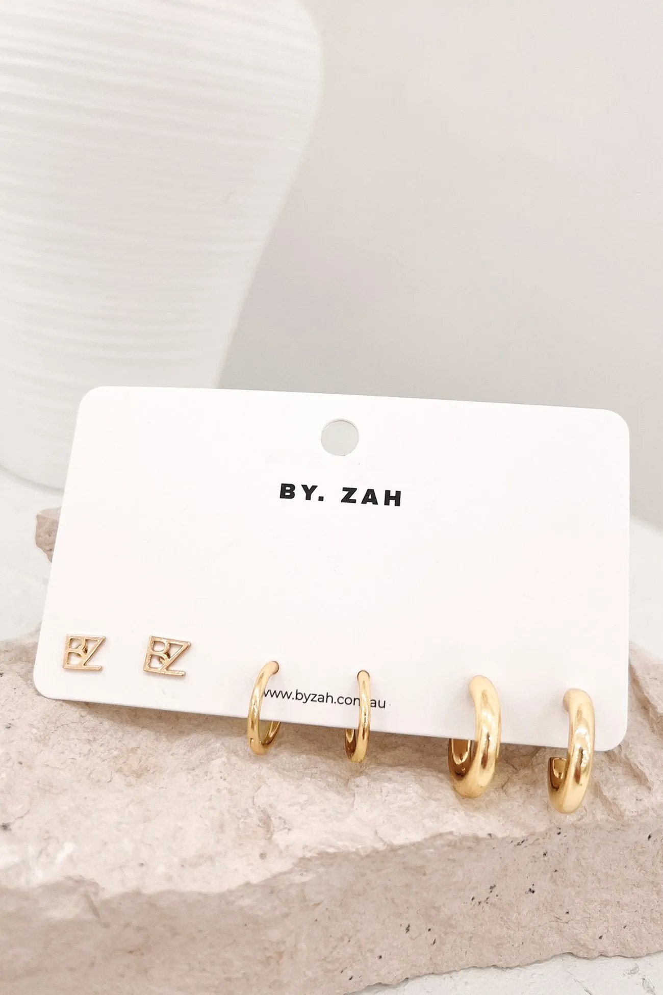 BZ Stud And Hoops 3 Pack Gold