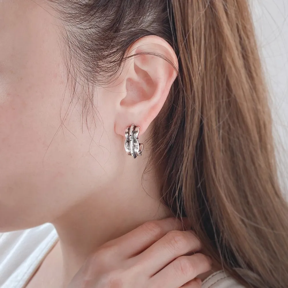 C Shaped Statement Padded Clip On Earrings