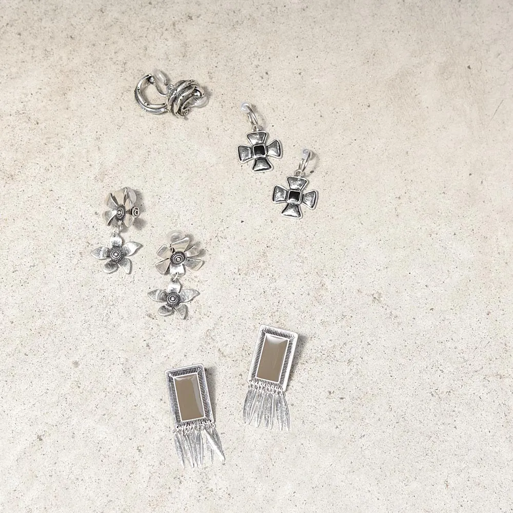 C Shaped Statement Padded Clip On Earrings