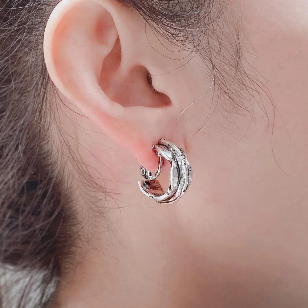 C Shaped Statement Padded Clip On Earrings