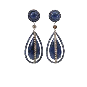 Caged Lapis Drop Earrings