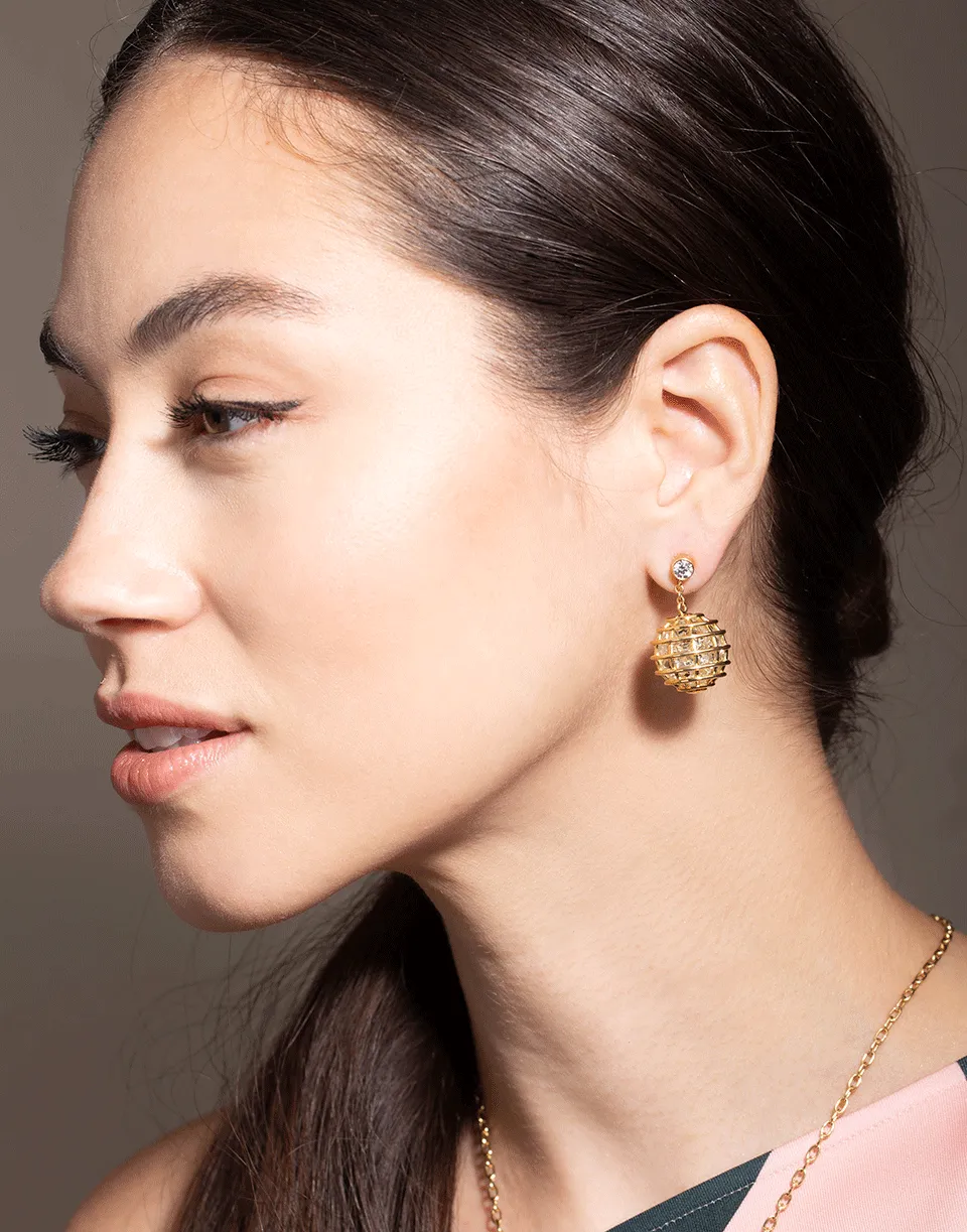 Caged Rock Crystal Drop Earrings