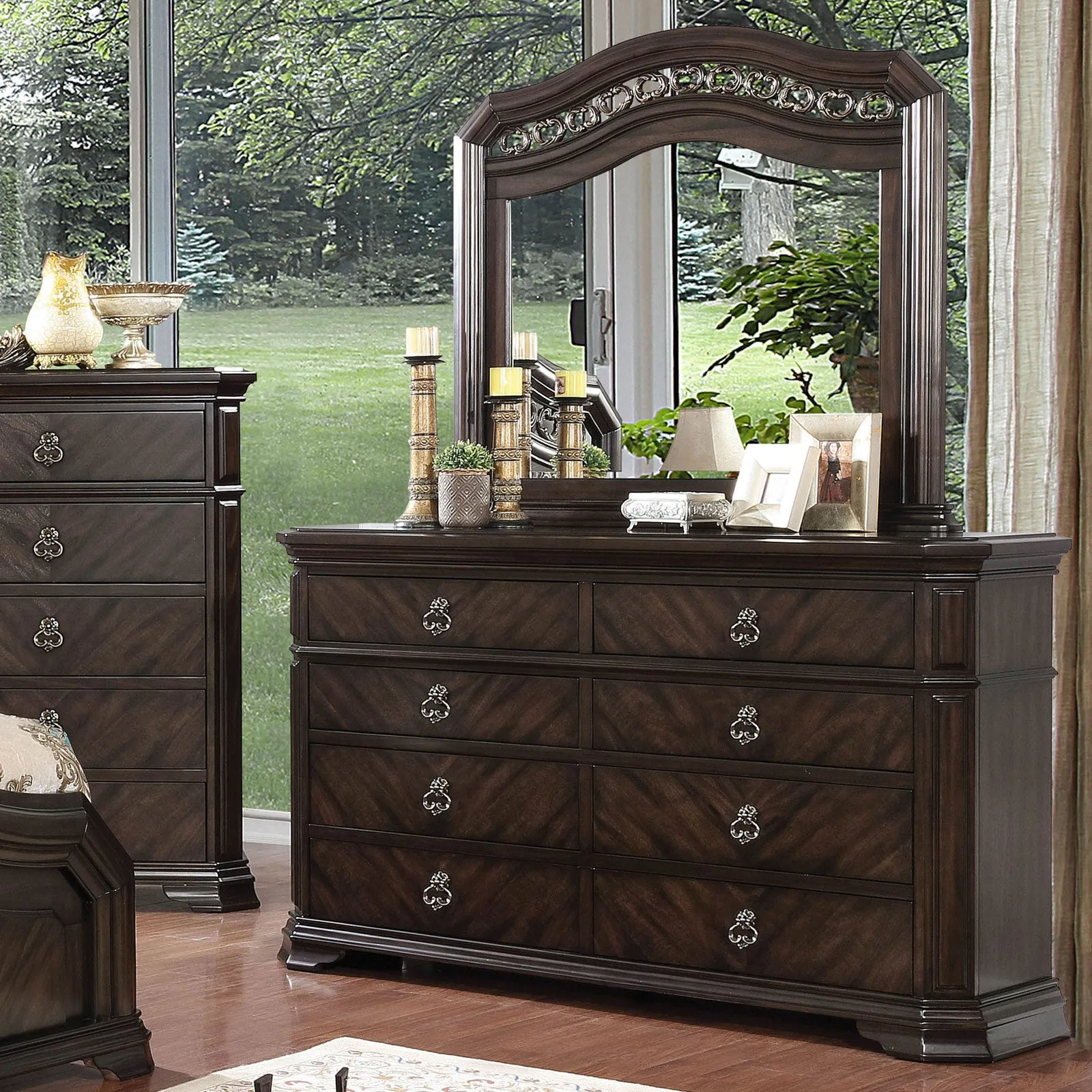 Calliope Espresso 5 Pc. Queen Bedroom Set w/ 2NS