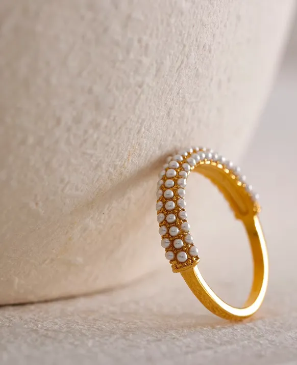 CAPRI PEARL RING IN GOLD - 3 SIZES AVAIL (WATERPROOF & 18K GOLD PLATED)