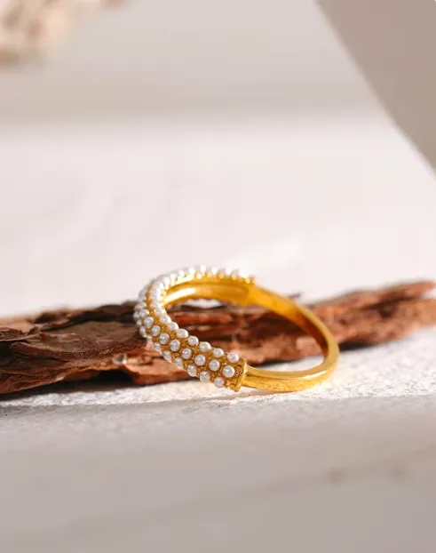 CAPRI PEARL RING IN GOLD - 3 SIZES AVAIL (WATERPROOF & 18K GOLD PLATED)