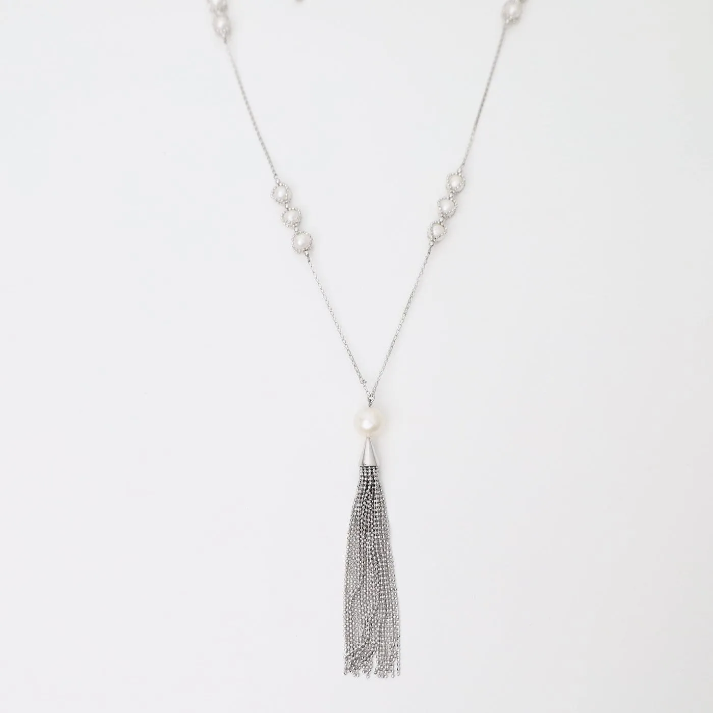 Captured Pearl Stations with Tassel Necklace