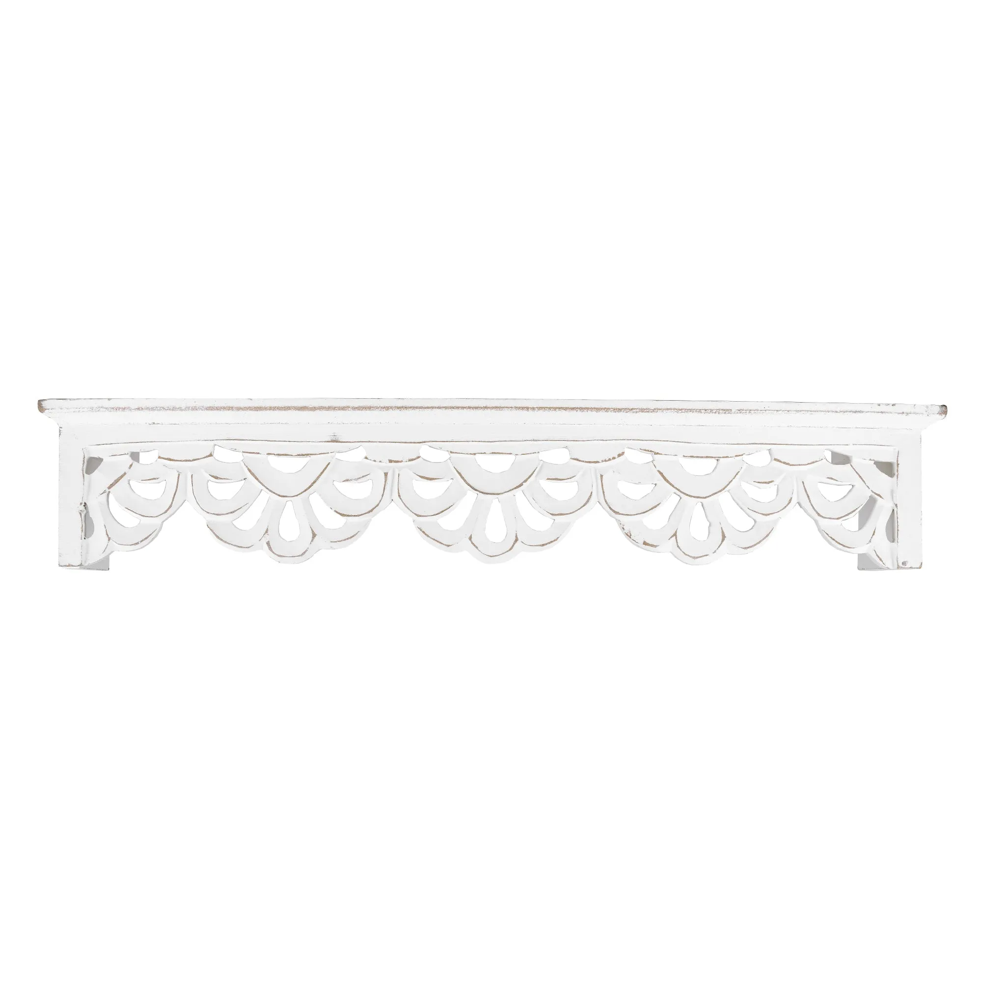 Carved Floral Medallion Wall Shelf - White