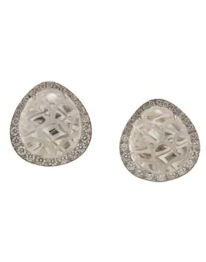 Carved Rock Crystal Diamond Earrings