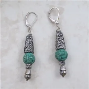 Carved Turquoise Earrings