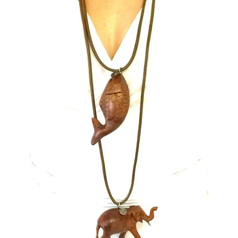 Carved Wooden Amulet on Leather Thong