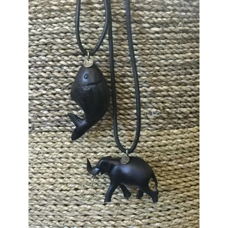 Carved Wooden Amulet on Leather Thong