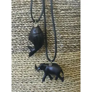 Carved Wooden Amulet on Leather Thong