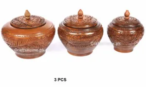 Carving Candy Jar Set with Handmade Carved Art Work