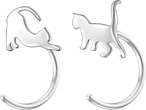 Cat Half Hoop Earrings for Women 925 Sterling Silver Comfy C Hoops for Cartilage Comfortable Earring to Sleep In Hypoallergenic Open Huggies