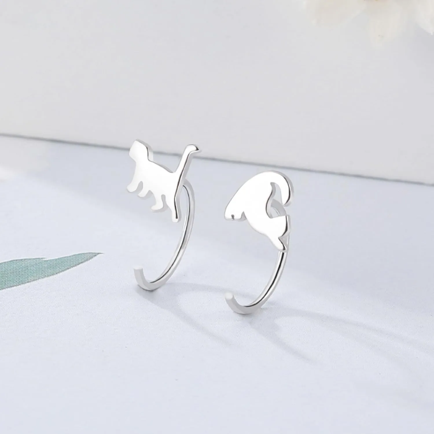 Cat Half Hoop Earrings for Women 925 Sterling Silver Comfy C Hoops for Cartilage Comfortable Earring to Sleep In Hypoallergenic Open Huggies