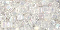 cc161 - Toho cube beads 3mm transparent rainbow crystal (10g)