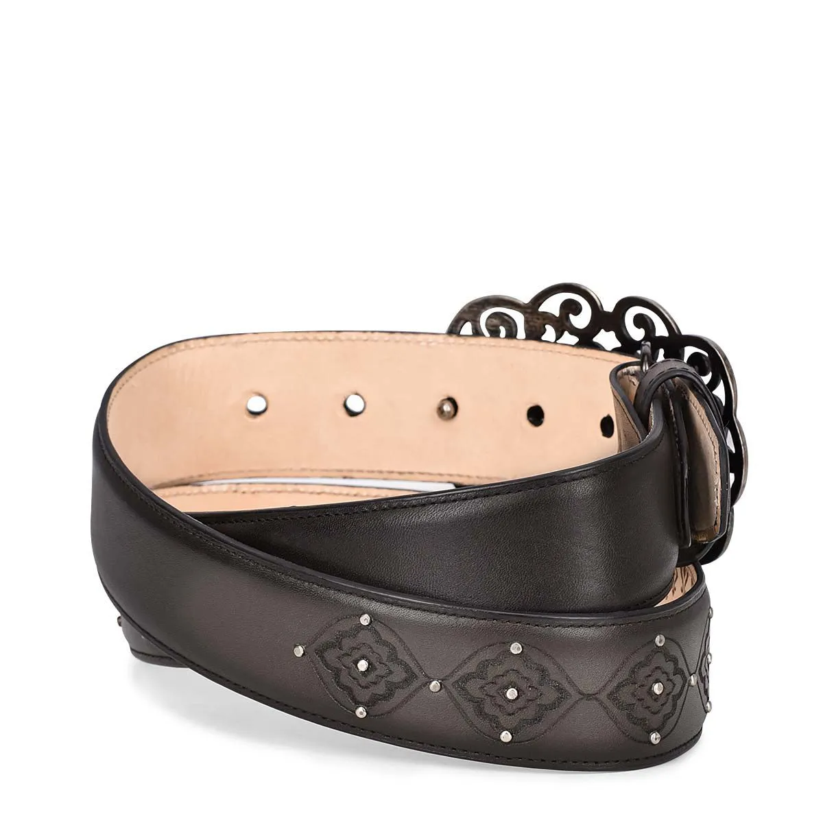 CD999RS - Cuadra gray western cowgirl leather belt for women