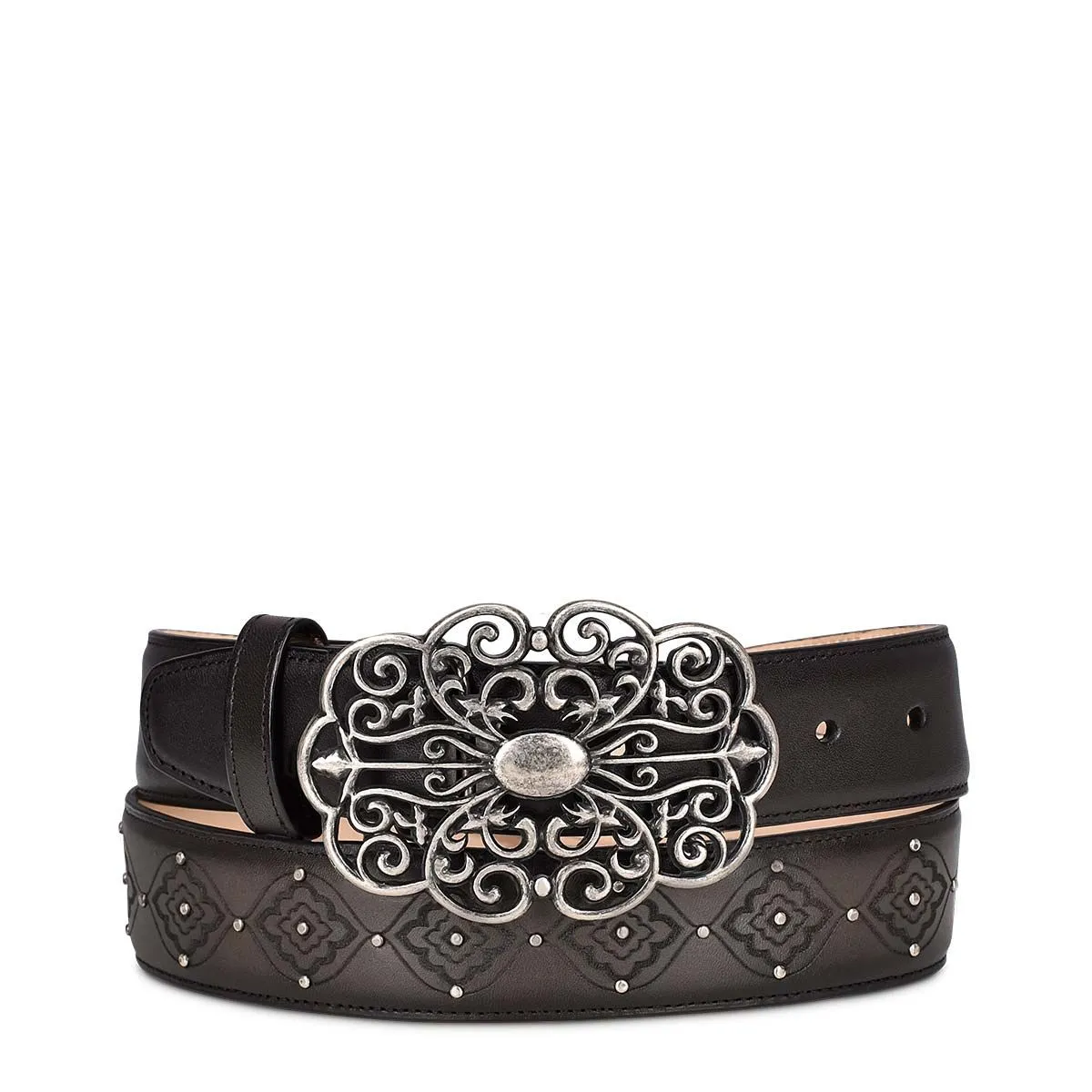 CD999RS - Cuadra gray western cowgirl leather belt for women