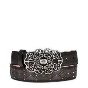 CD999RS - Cuadra gray western cowgirl leather belt for women