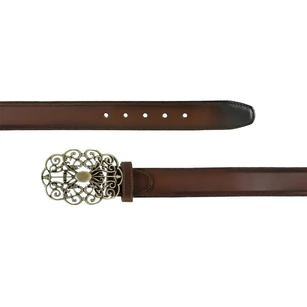 CD999RS - Cuadra honey western cowgirl leather belt for women