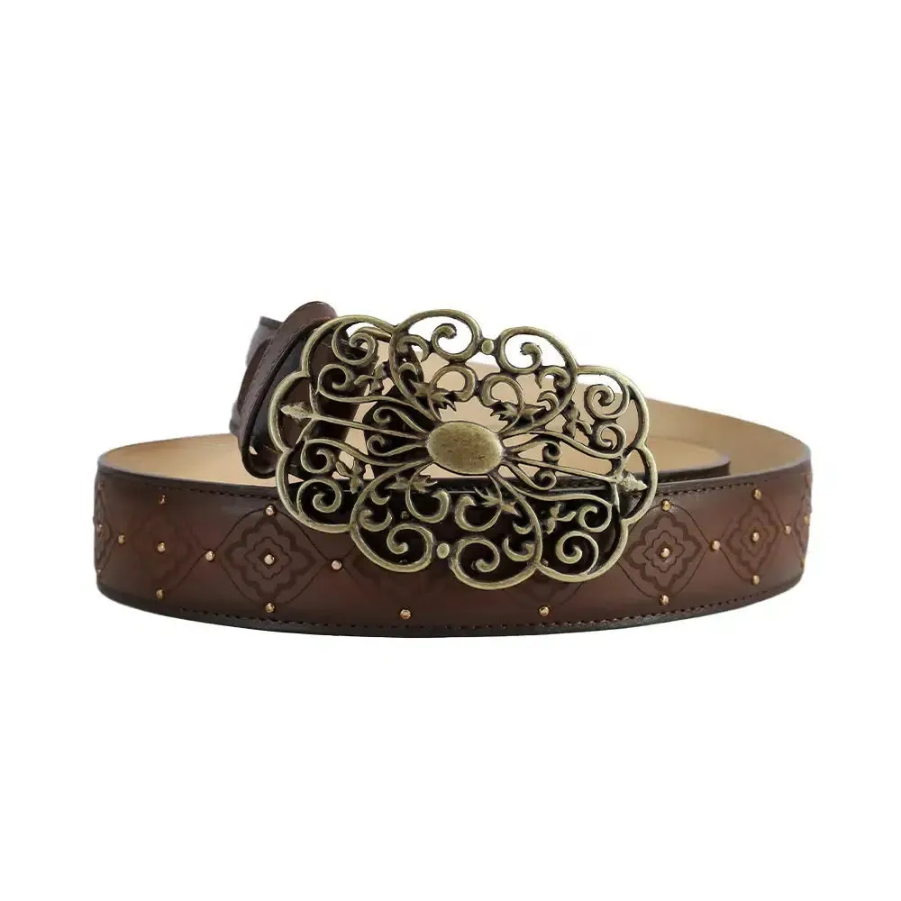 CD999RS - Cuadra honey western cowgirl leather belt for women