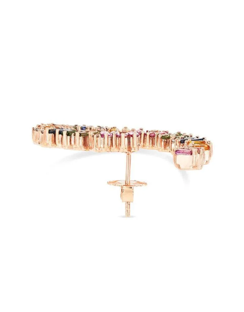 Celeste Pastel Sapphire Sideways Hoop Earrings