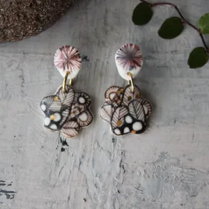 Ceramic Earrings Double Sepia Studs