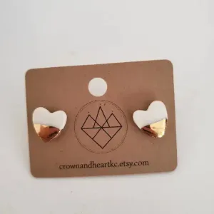 Ceramic Heart Stud Earrings