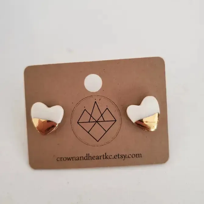 Ceramic Heart Stud Earrings