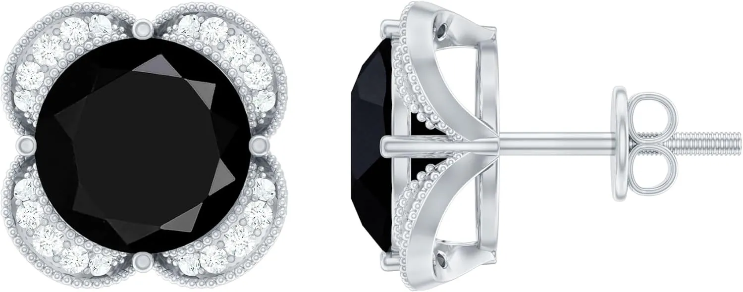 Certified 8 mm Lab Grown Black and White Diamond Earrings, Aaaa Quality, Black Diamond Stud Earrings - Ready To Gift
