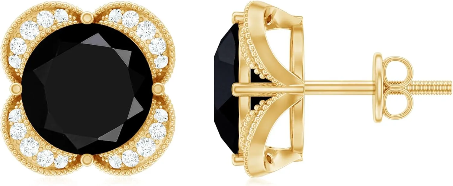 Certified 8 mm Lab Grown Black and White Diamond Earrings, Aaaa Quality, Black Diamond Stud Earrings - Ready To Gift