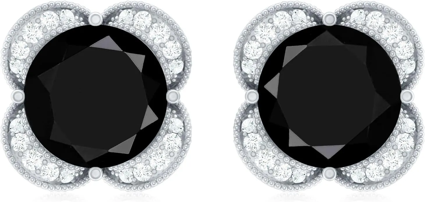 Certified 8 mm Lab Grown Black and White Diamond Earrings, Aaaa Quality, Black Diamond Stud Earrings - Ready To Gift