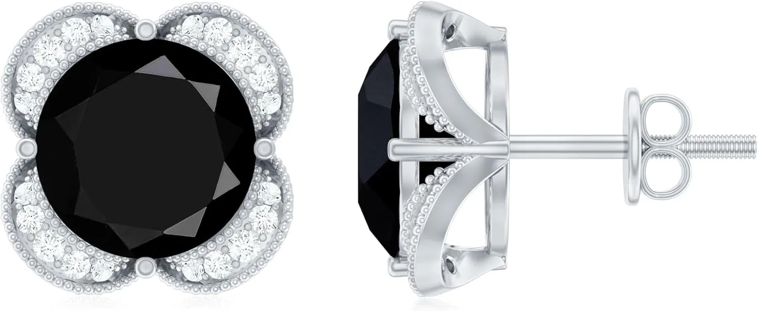 Certified 8 mm Lab Grown Black and White Diamond Earrings, Aaaa Quality, Black Diamond Stud Earrings - Ready To Gift