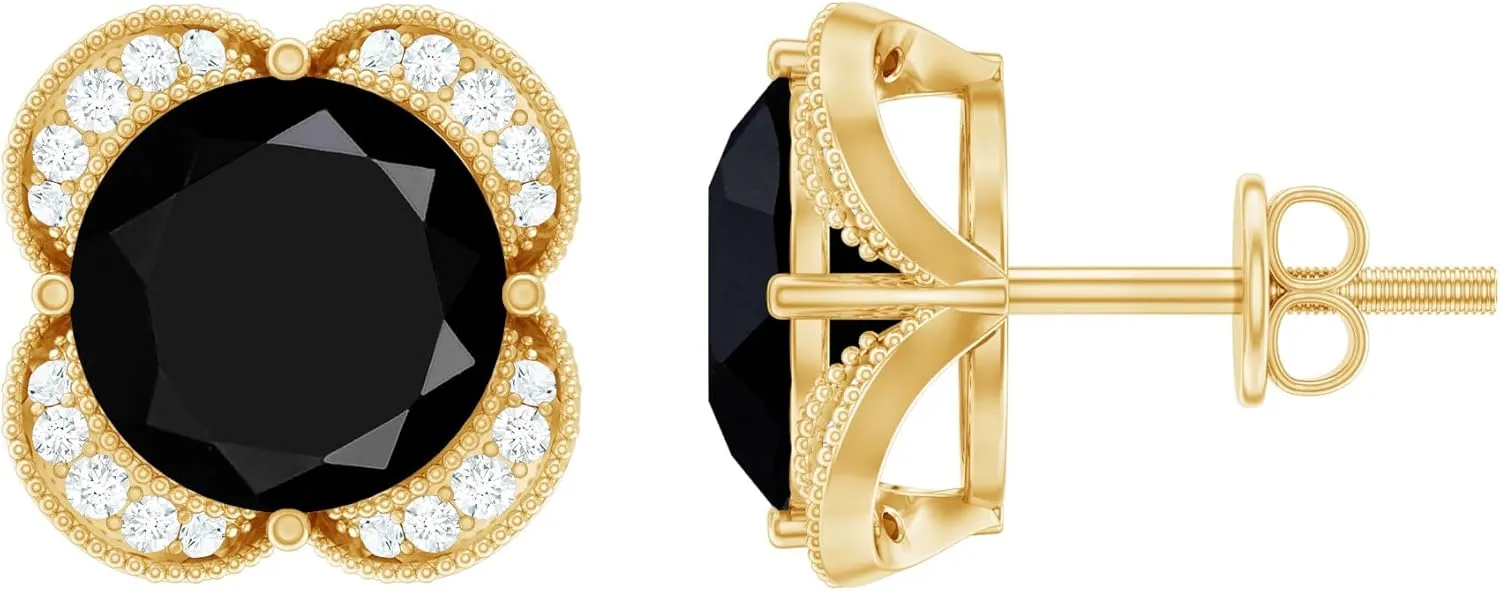 Certified 8 mm Lab Grown Black and White Diamond Earrings, Aaaa Quality, Black Diamond Stud Earrings - Ready To Gift