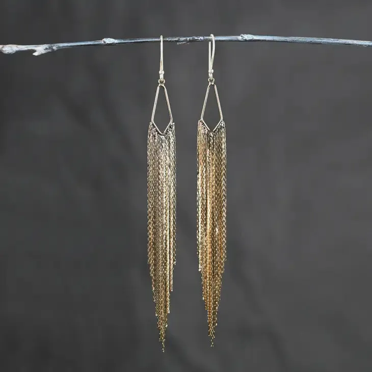 Chain Tassel Cascade Earrings (Gold Plated)