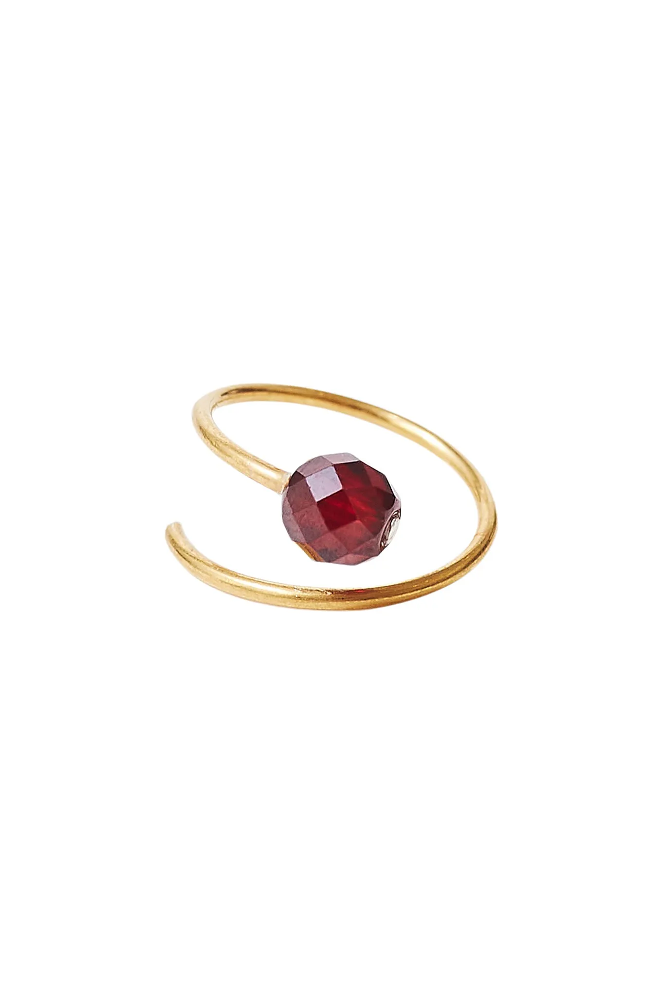 Chan Luu Faceted Garnet Eternal Spiral Huggie Earrings in Gold