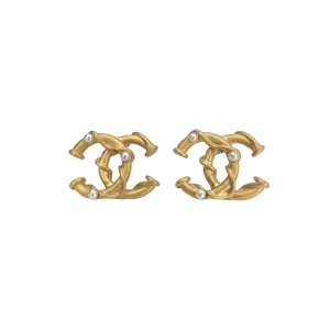 Chanel CC Faux Pearl Stud Earrings