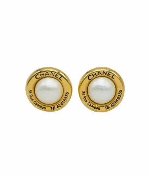 Chanel vintage 31 Rue Cambon clips with big pearl ASL2864