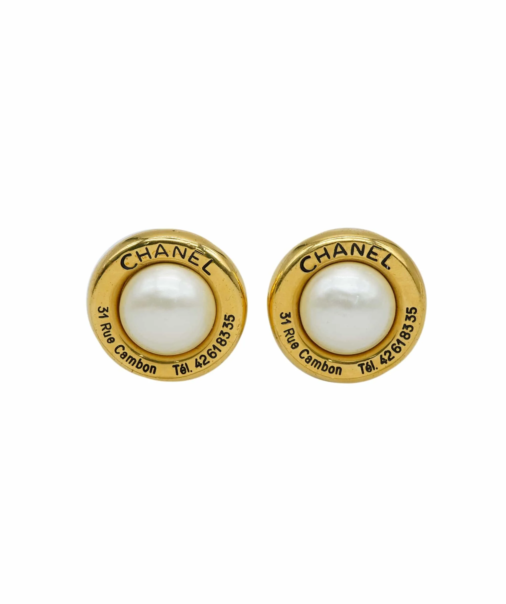 Chanel vintage 31 Rue Cambon clips with big pearl ASL2864