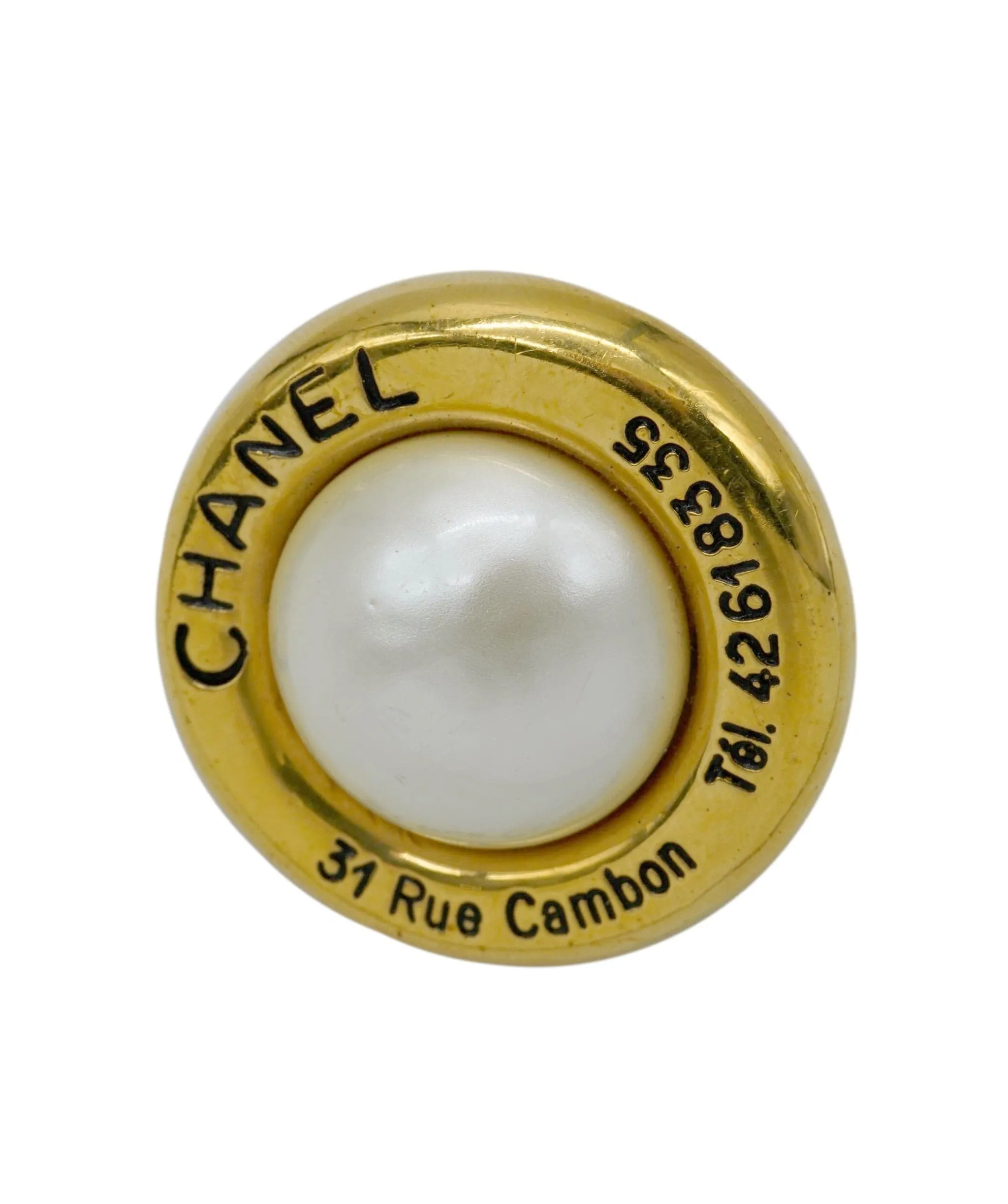 Chanel vintage 31 Rue Cambon clips with big pearl ASL2864
