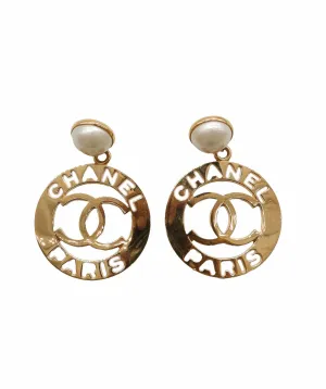 CHANEL VINTAGE EARRINGS PEARL MOTIF COCO GOLD - DXBS1289