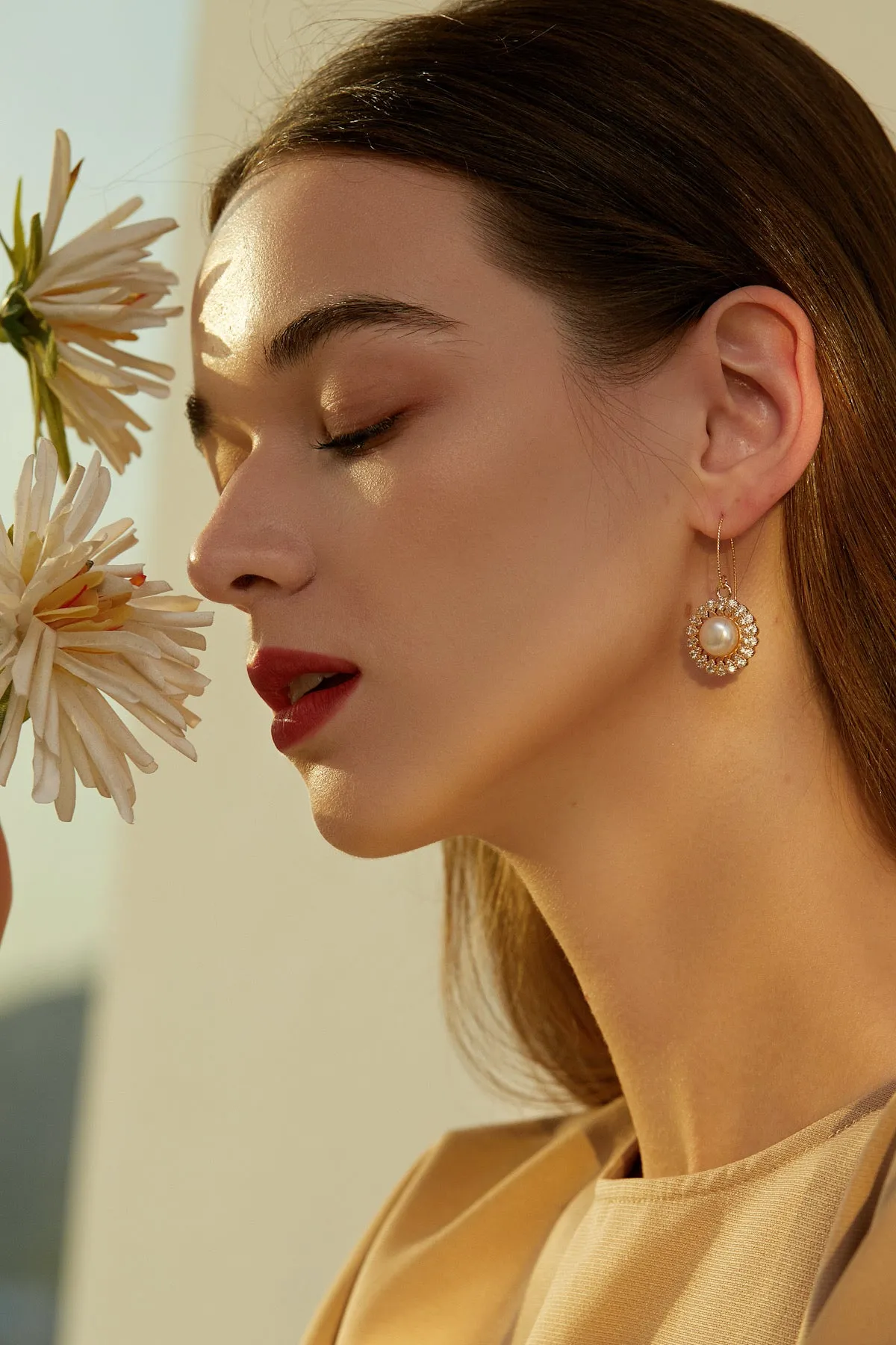 Chantilly Crystal Pearl Drop Earrings