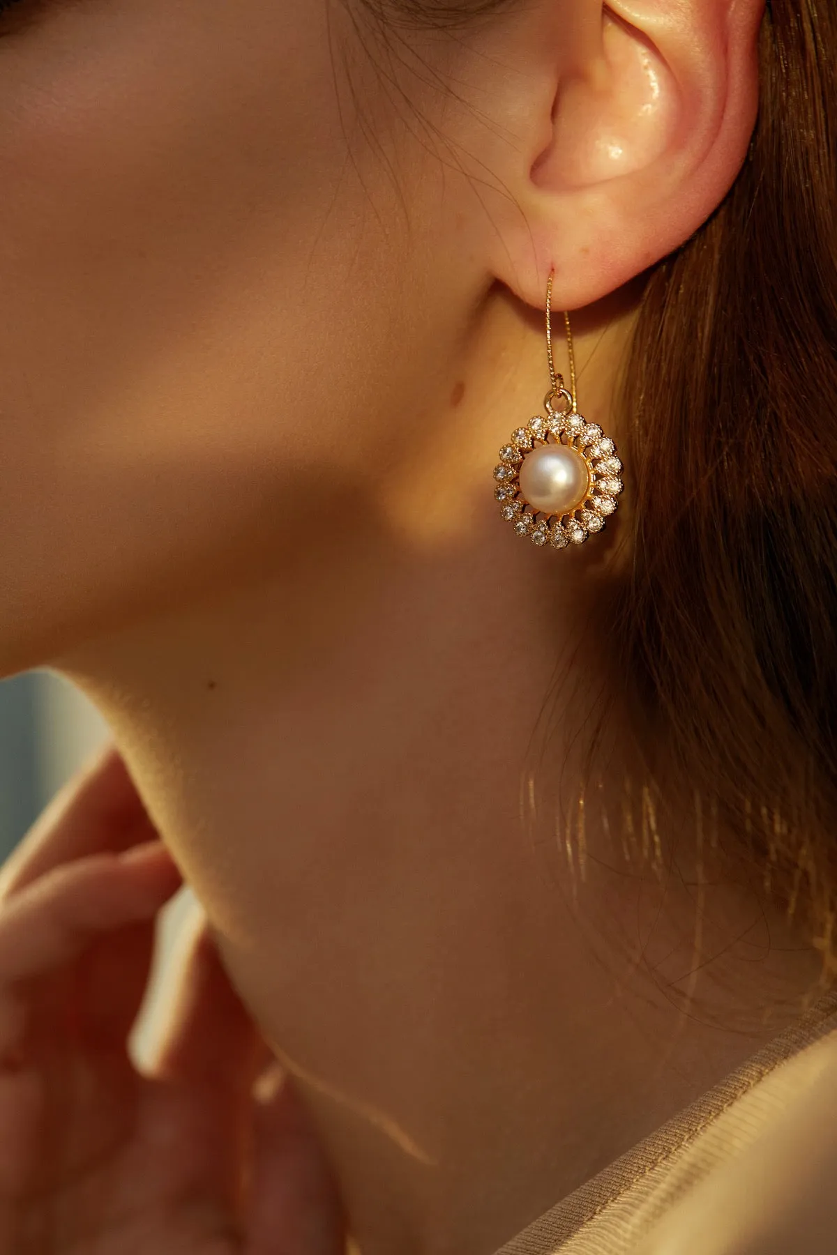Chantilly Crystal Pearl Drop Earrings
