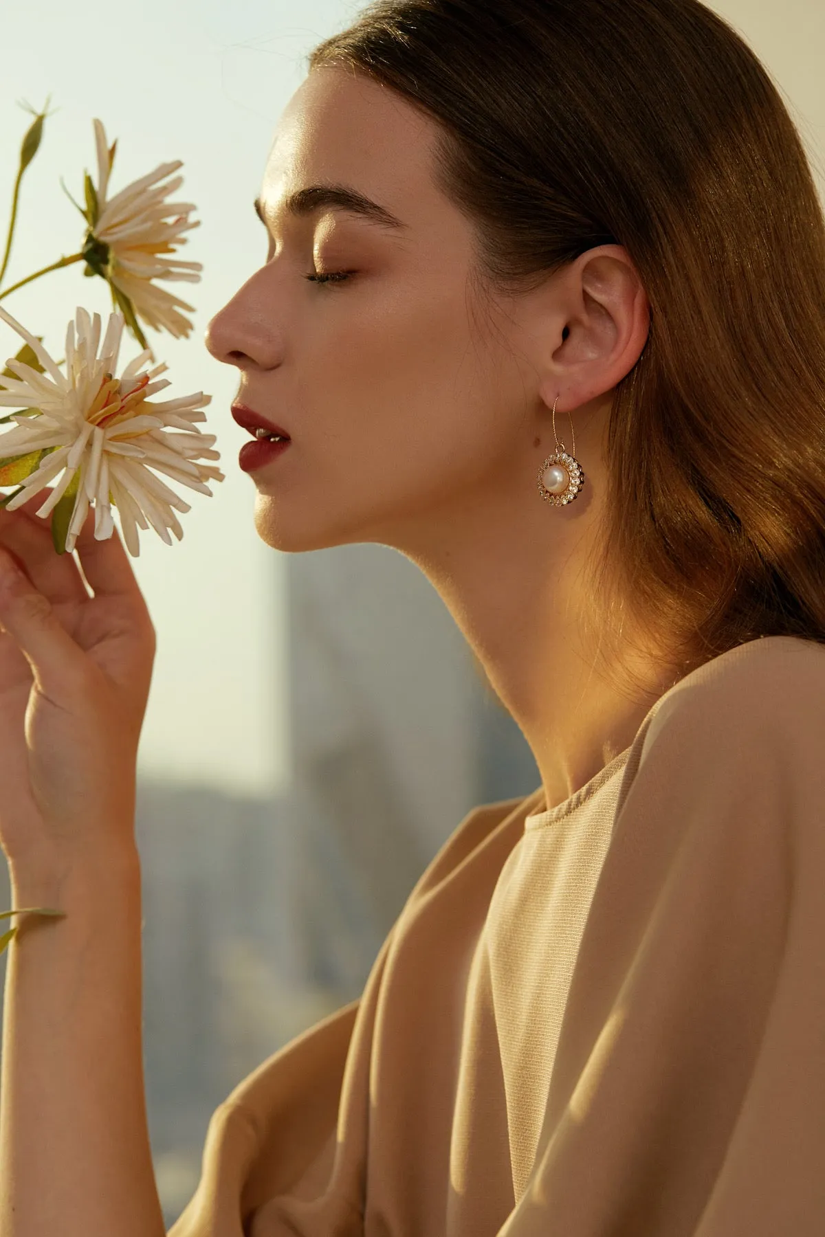 Chantilly Crystal Pearl Drop Earrings