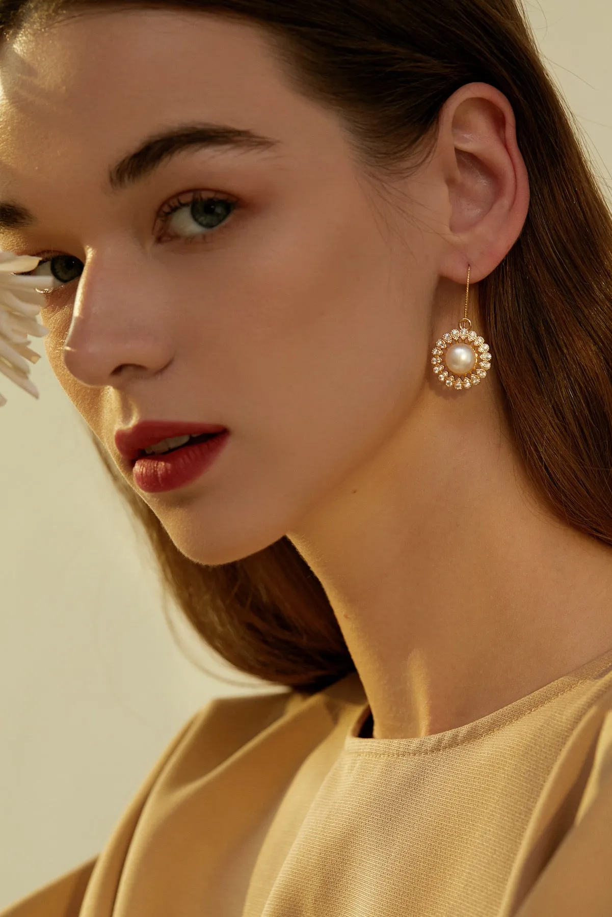 Chantilly Crystal Pearl Drop Earrings