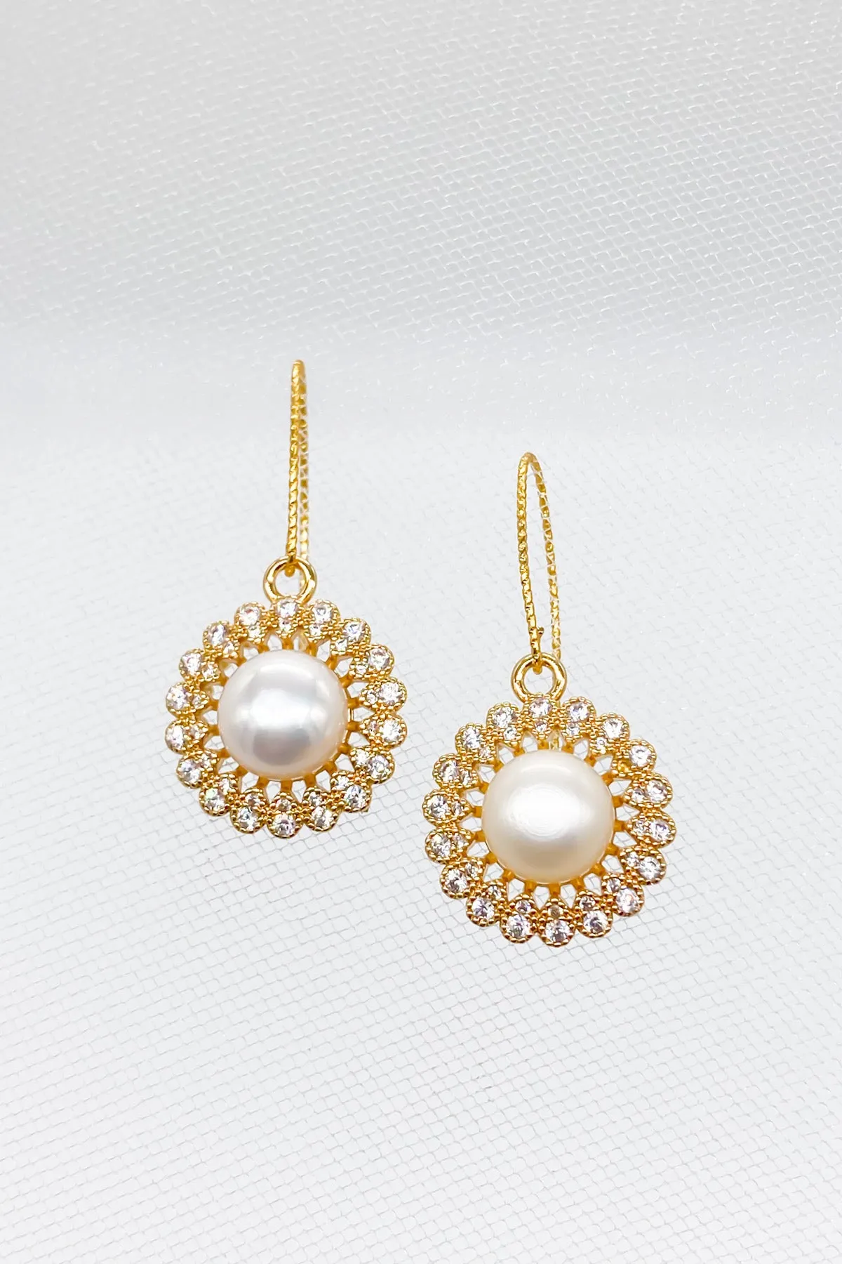 Chantilly Crystal Pearl Drop Earrings