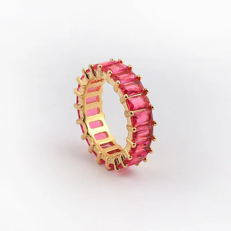 Charm Rhinestone ins Jewelry CZ Gold Lady Rainbow Rings