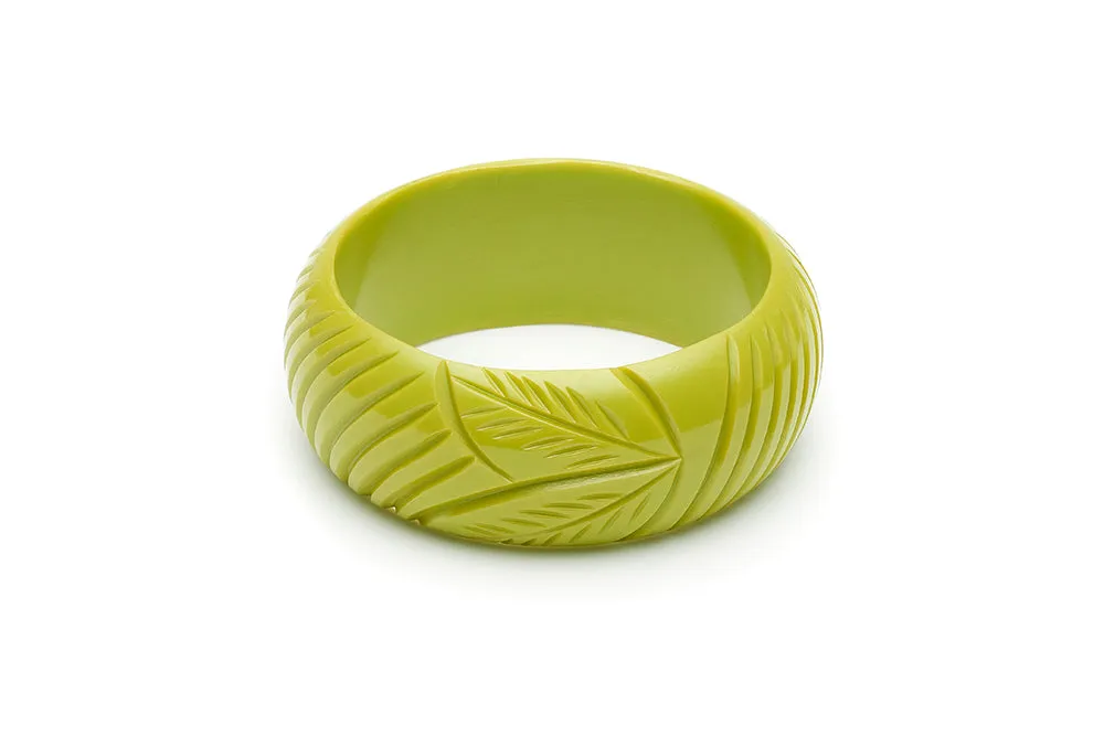 Chartreuse Heavy Carve Hoop Earrings