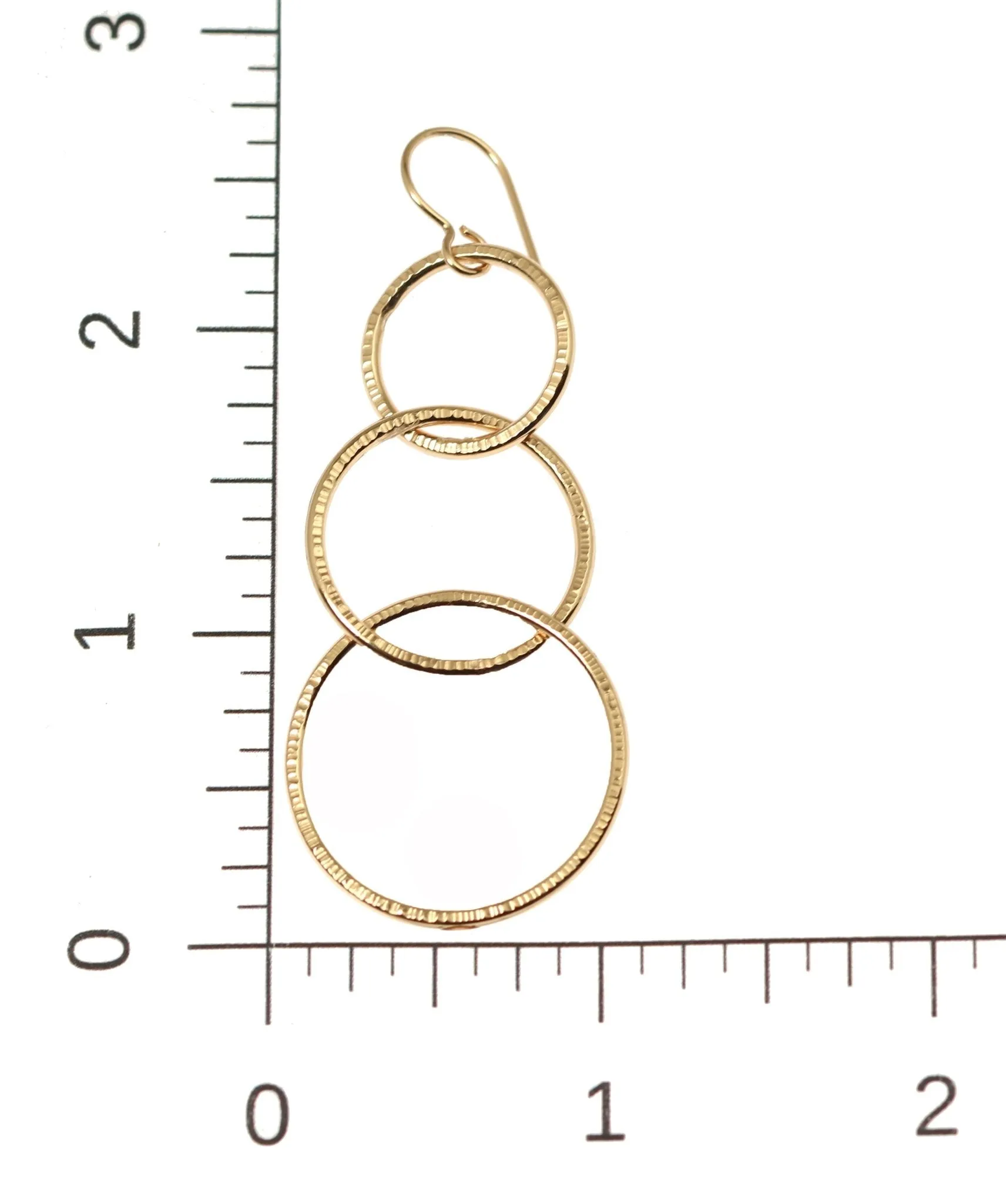 Chased Bronze Three Tiered Dangle Earrings